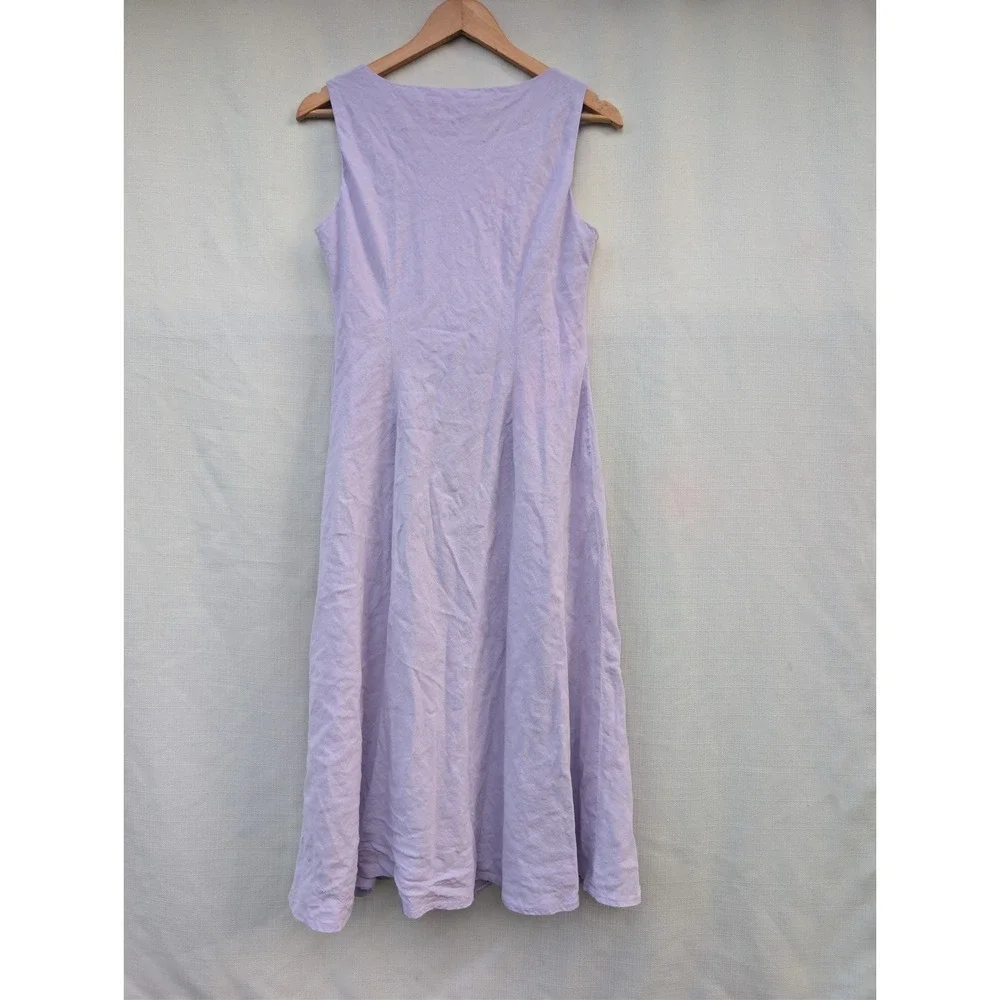 Chadwicks Vintage 90s Dress Set Womens 10P Lilac Linen Coastal Grandmother